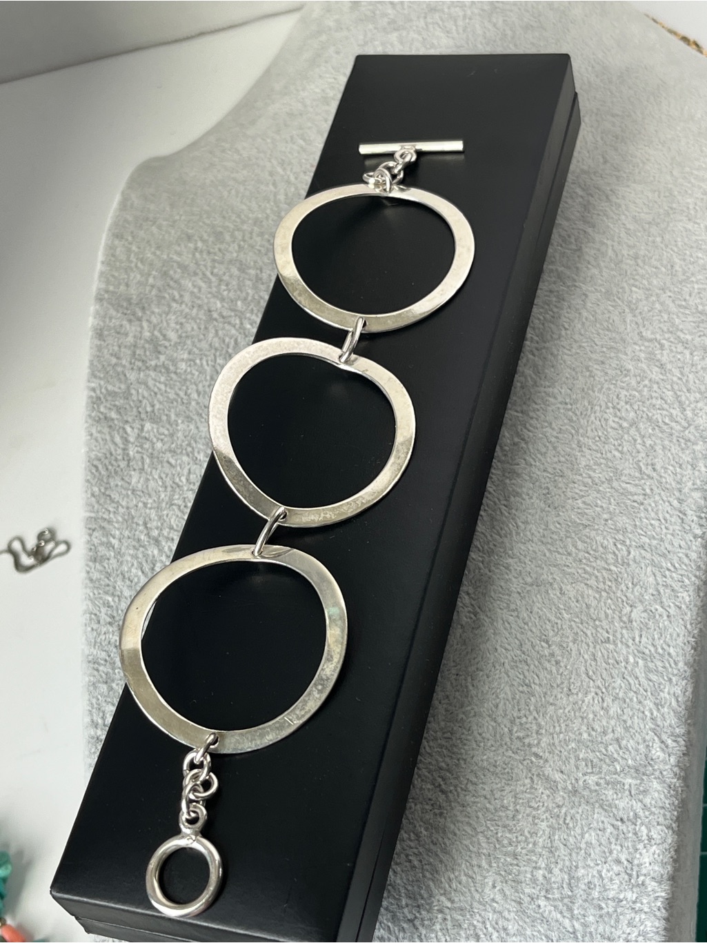 Modernist Statement Huge Circles Vintage Sterling Silver 925 Bracelet 7.5